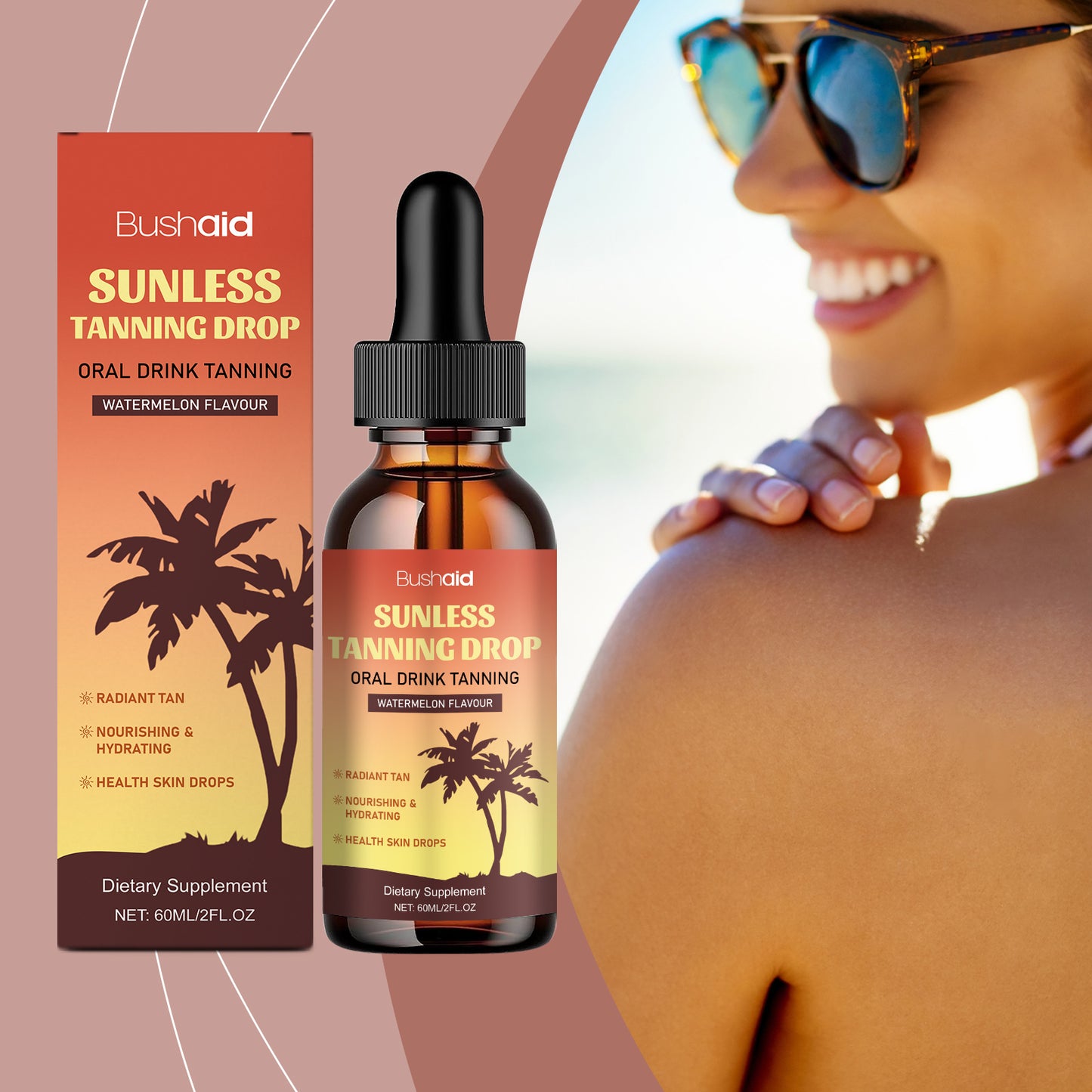 Natural Black Sunless Tanning Drops - 60ml Facial Self Tanner