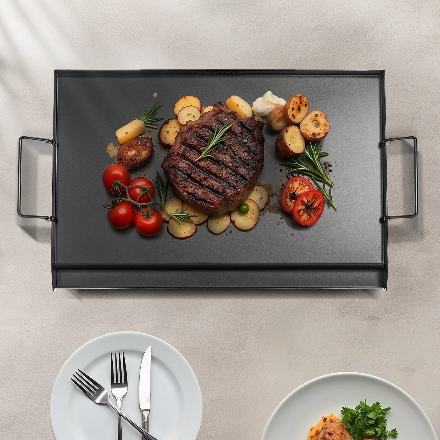 24x16 Inch Carbon Steel Flat Top Griddle - Universal BBQ Grill Pan