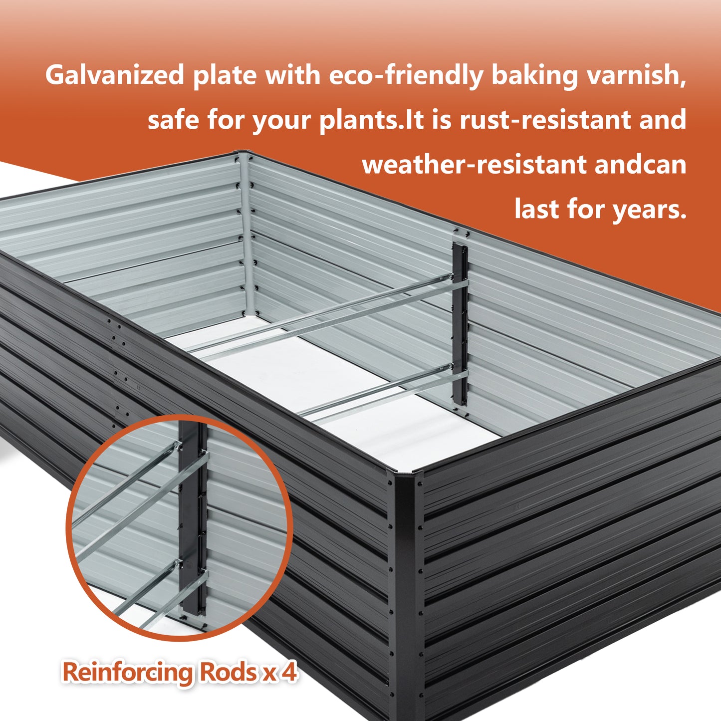 Raised Garden Bed Kit - 2 Pack 8x4x2 FT Galvanized Metal Planters