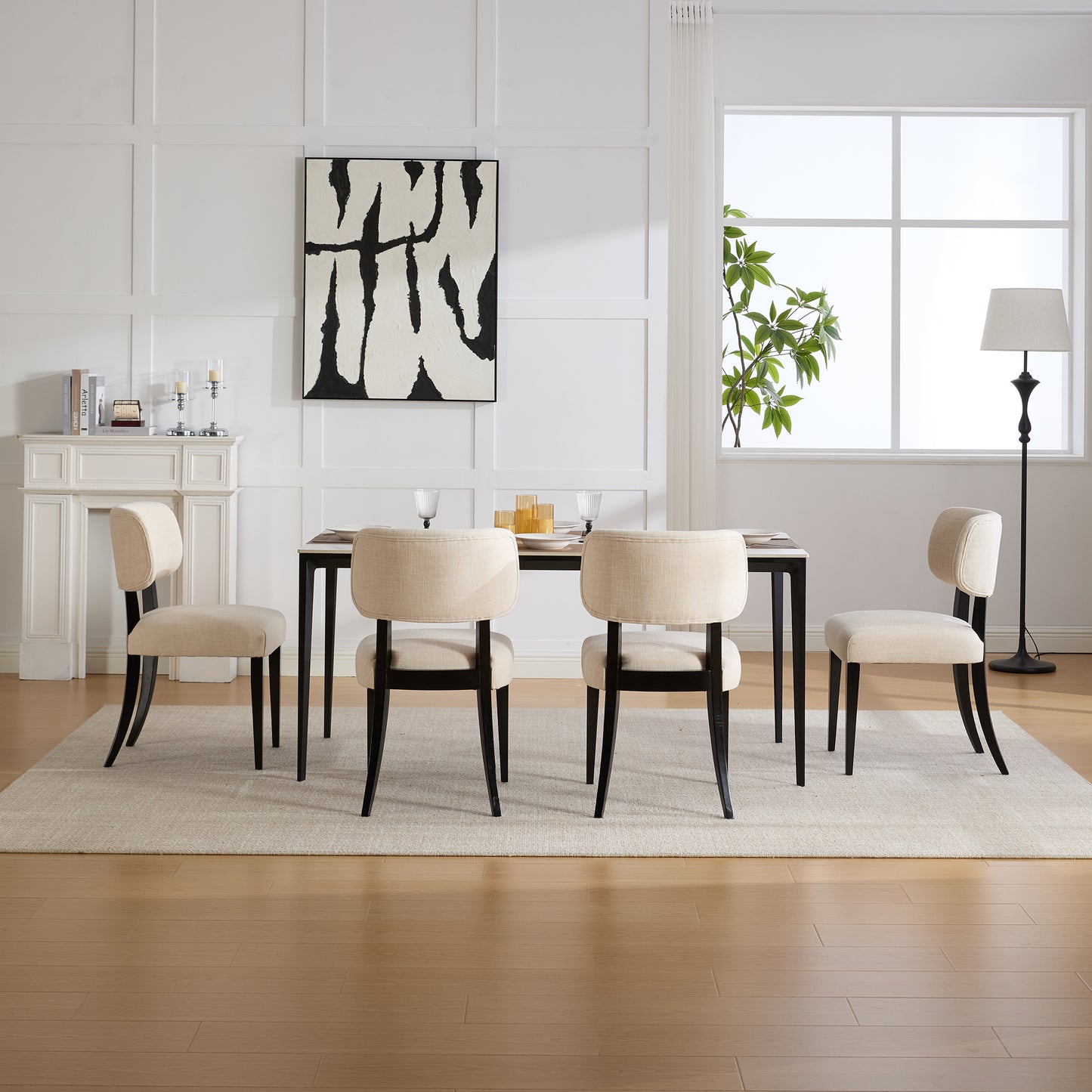Modern Upholstered Dining Chairs Set of 2 - Cream
