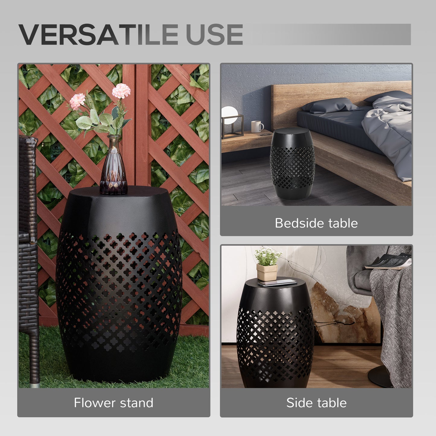 12" Steel Outdoor Side Table - Round Accent Table for Patio