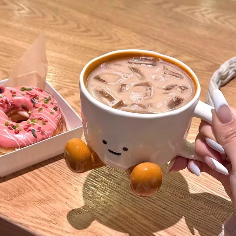 Cute Ceramic Coffee Mug - Cartoon Style, 301-400ml, Multiple Colors