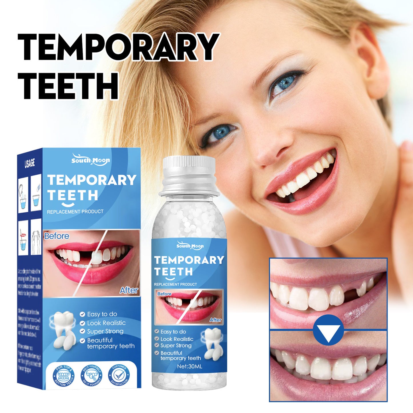 Temporary Tooth Repair Kit - Moldable Dental Filling Gel for Missing Teeth