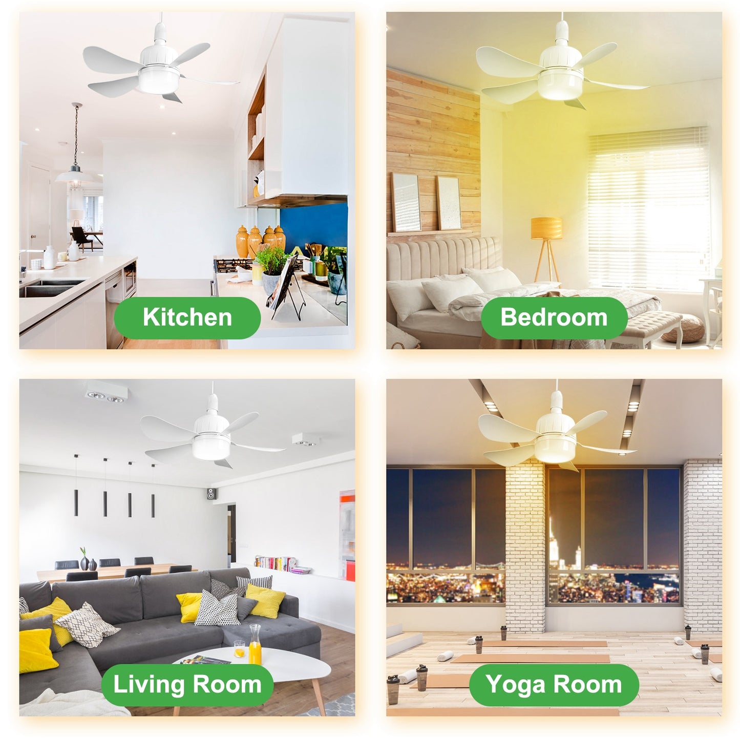 Ceiling Fan with Dimmable LED Light, 12W Smart Remote Control, 3 Speeds White