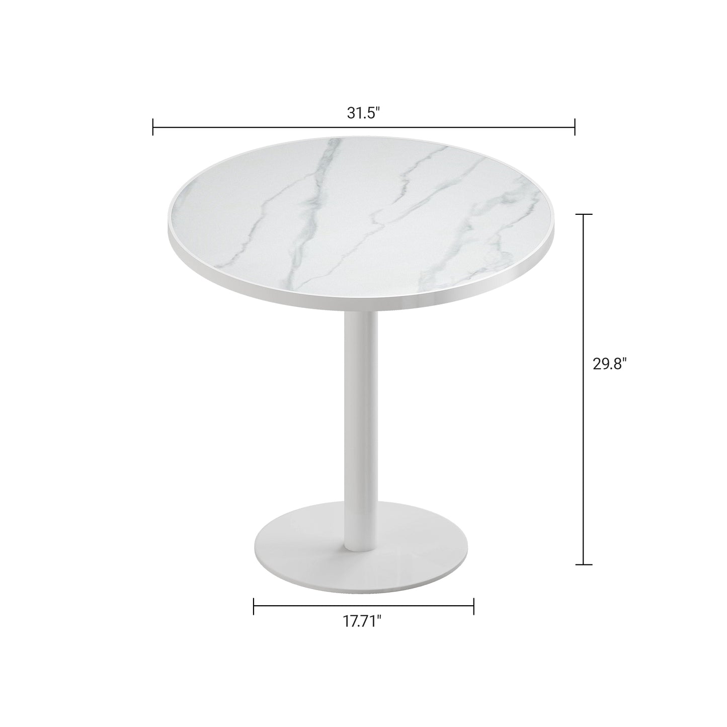 Round Modern Dinning Table 31.5 Inches Bistro Tulip With Faux Marble