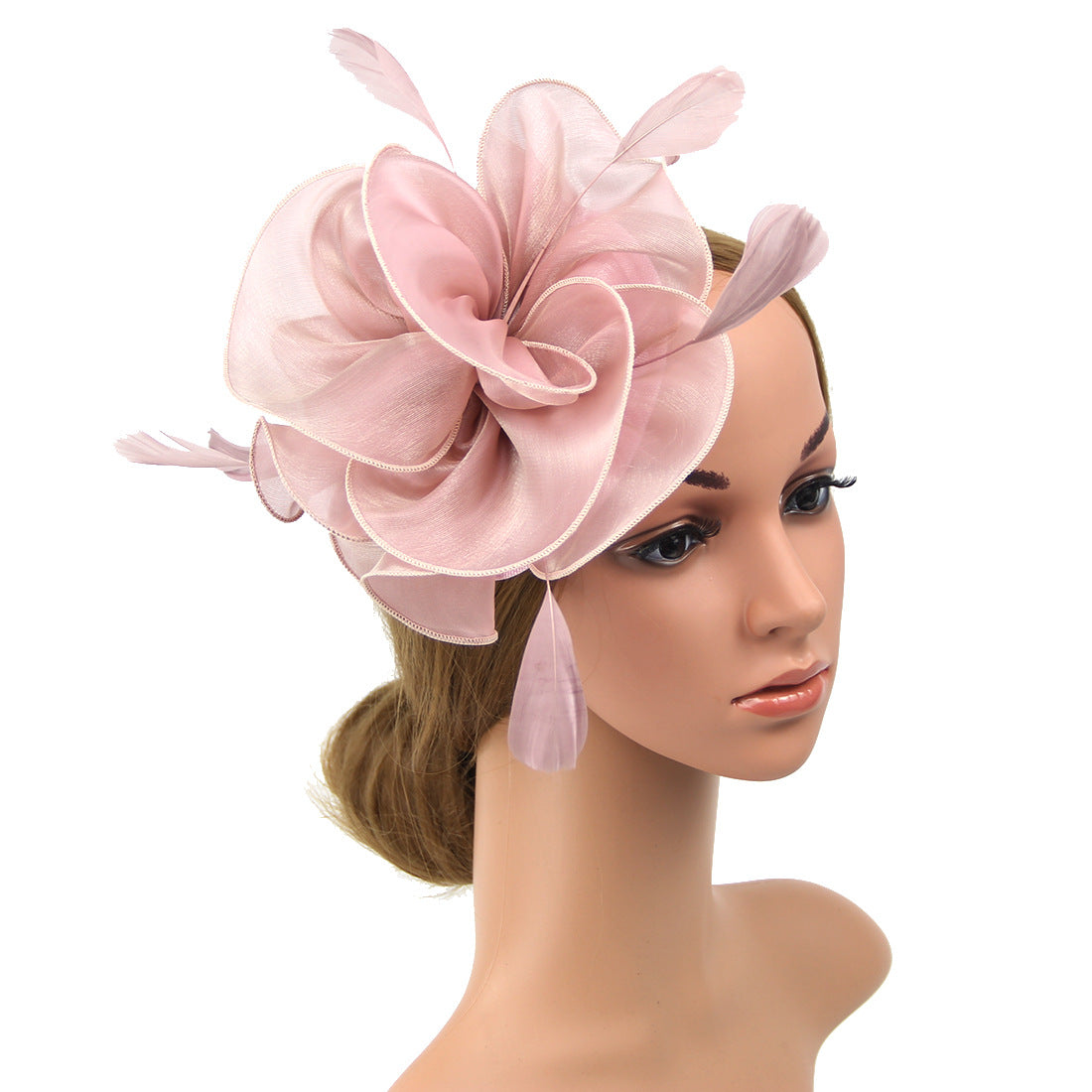 Organza Top Hat Headwear Feather Hair Band Unisex Costume Accessory