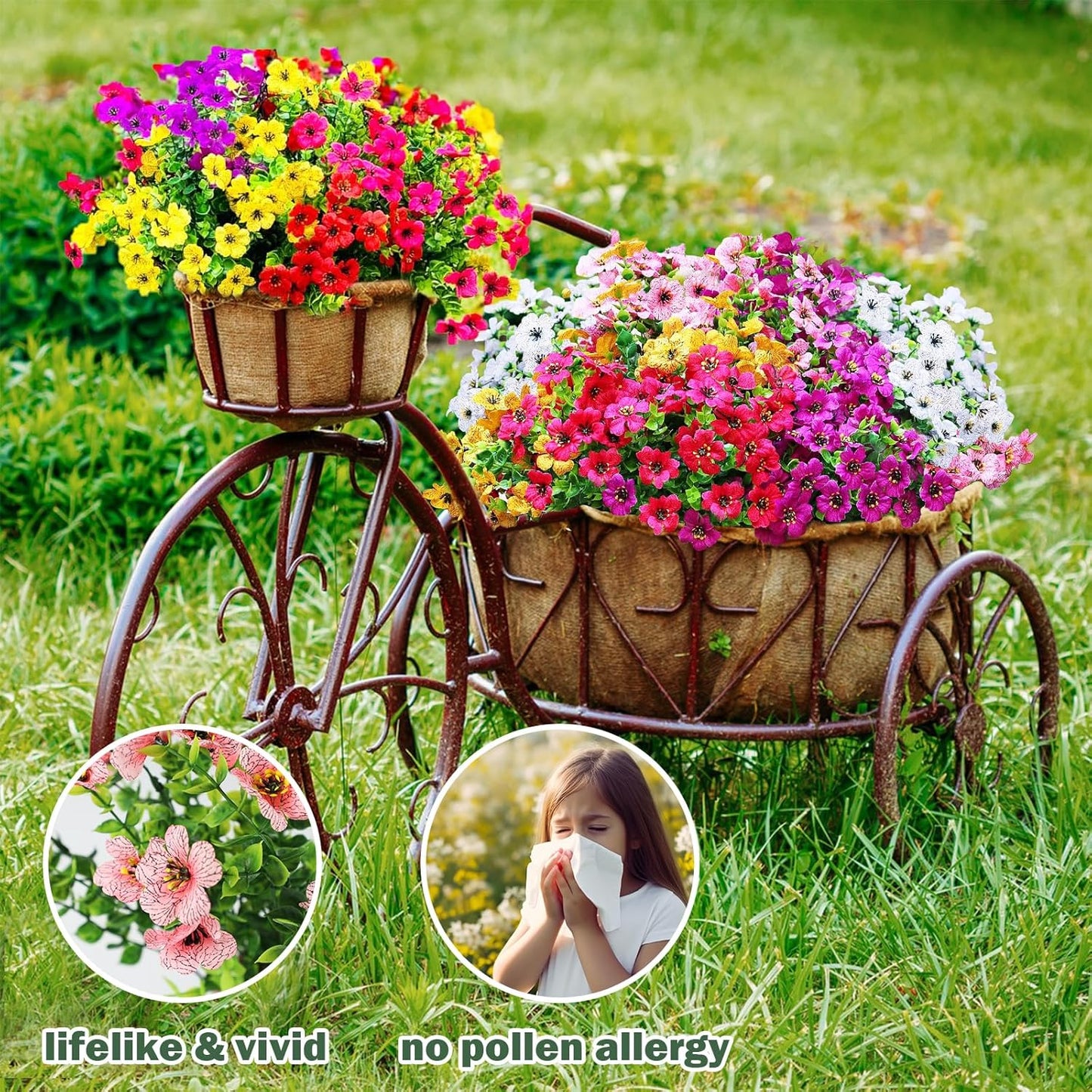 UV-Resistant Artificial Outdoor Flowers - Realistic Faux Flowers