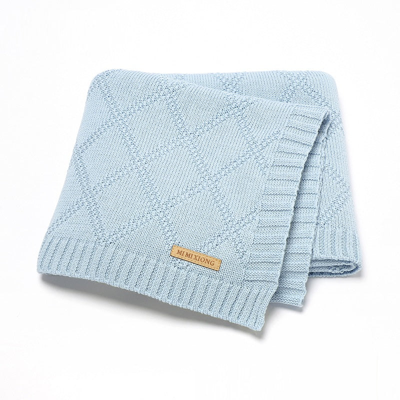 Baby Knitted Blanket 70x90cm Cotton Solid Color Bedding for Toddler