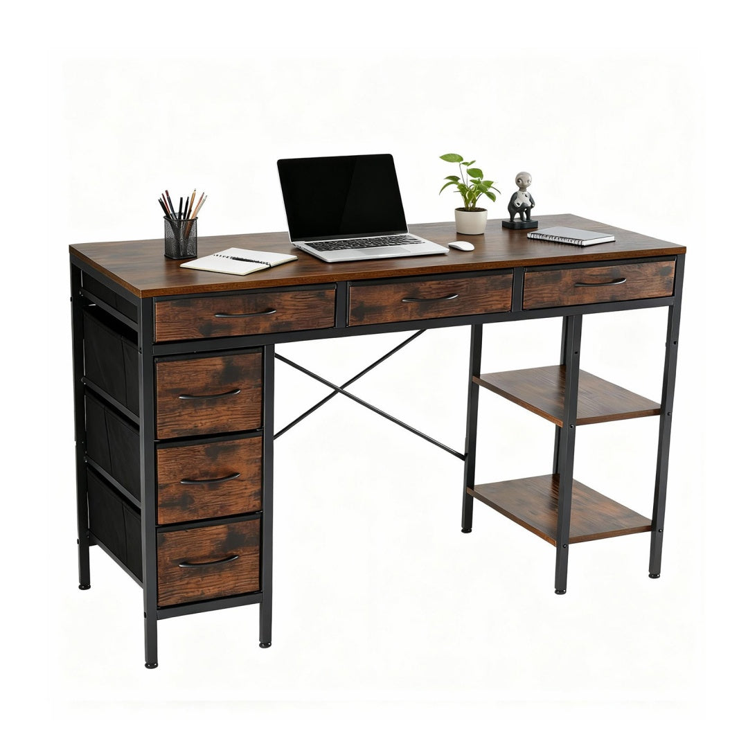 55-Inch Computer Desk with 6 Drawers for Home Office Storage