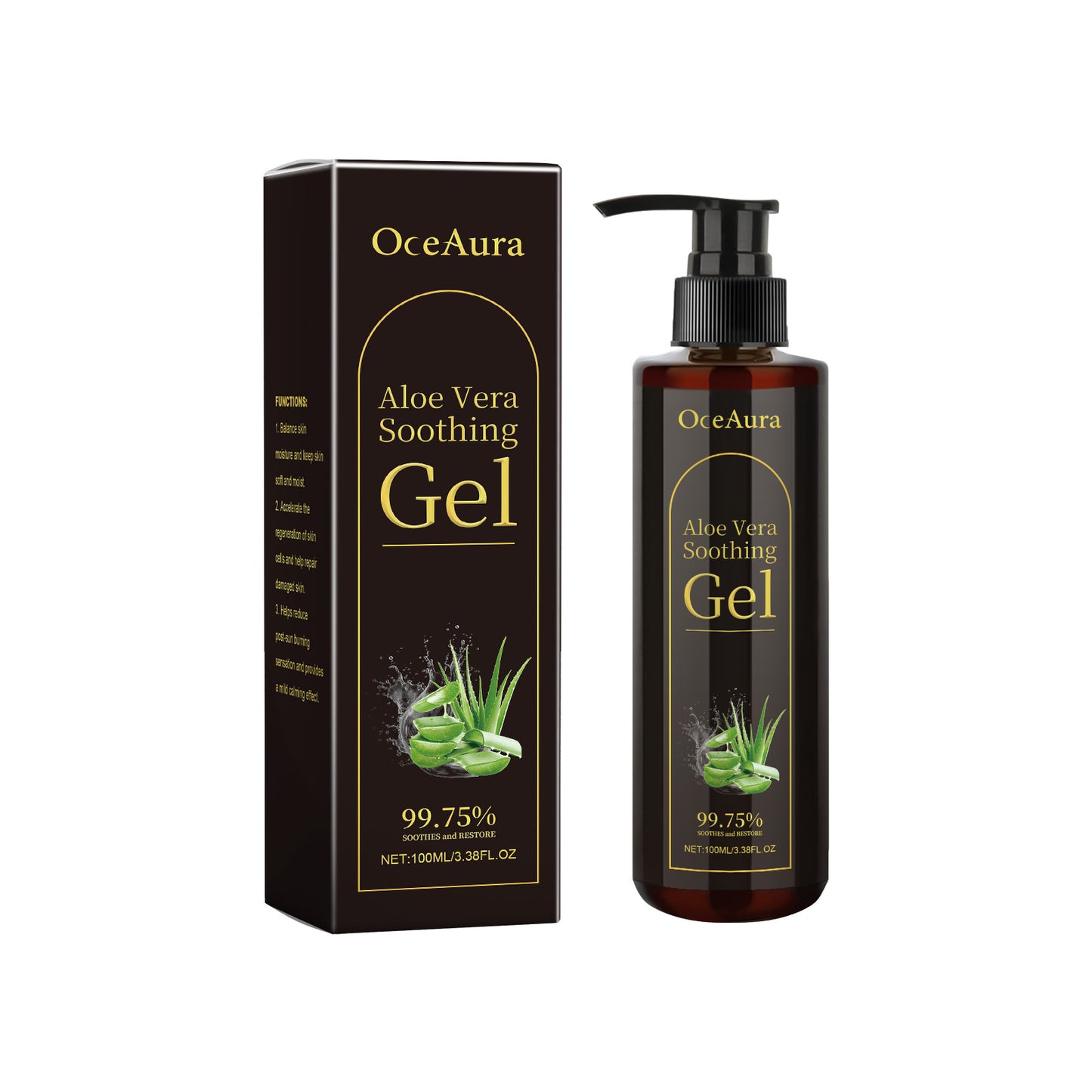 Aloe Vera Leaf Soothing Gel - 100ml Hydrating & Brightening Skin Care