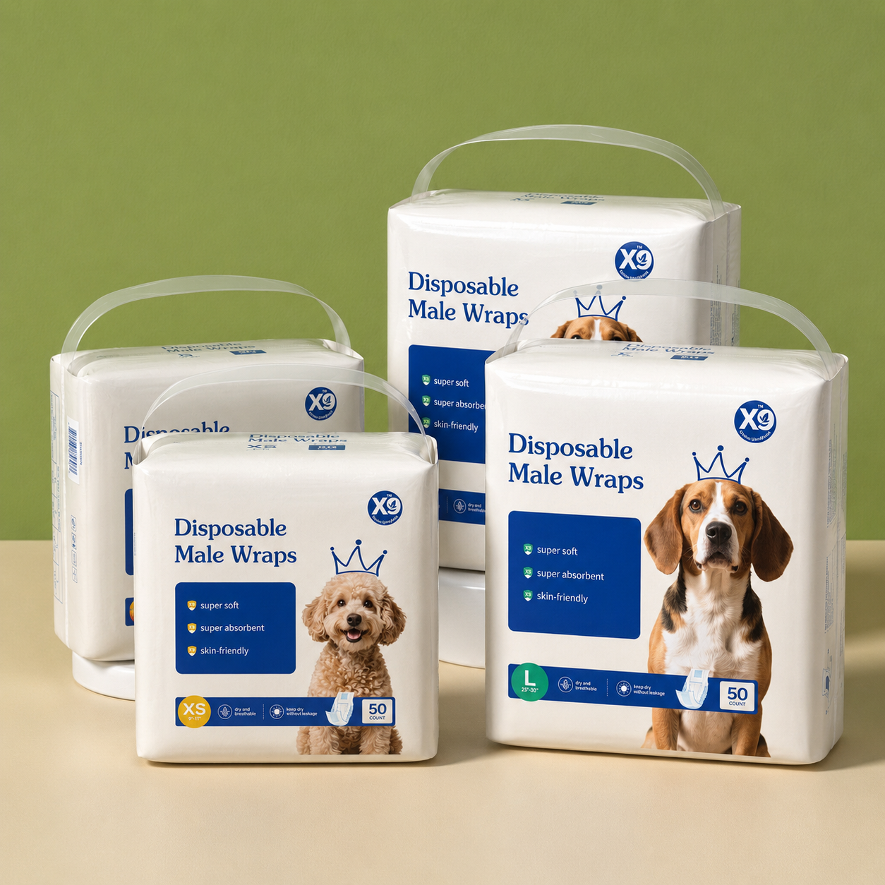 Disposable Male Dog Wraps - Leak-Proof, Breathable, Absorbent Dog Diapers