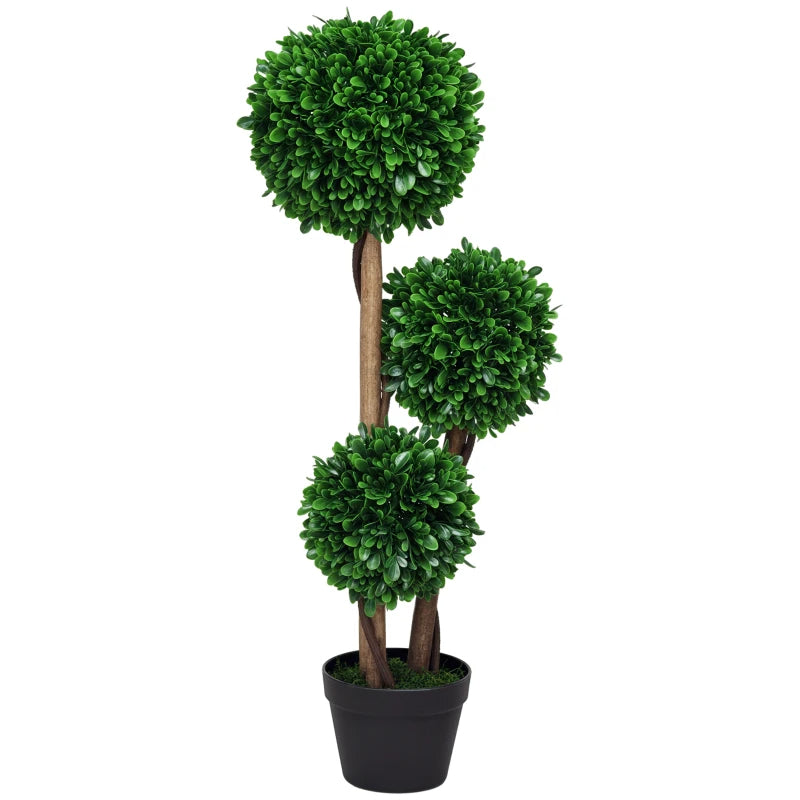 3ft Artificial Boxwood Tree with Sandalwood Leaves and Pot - Indoor Outdoor Topiary