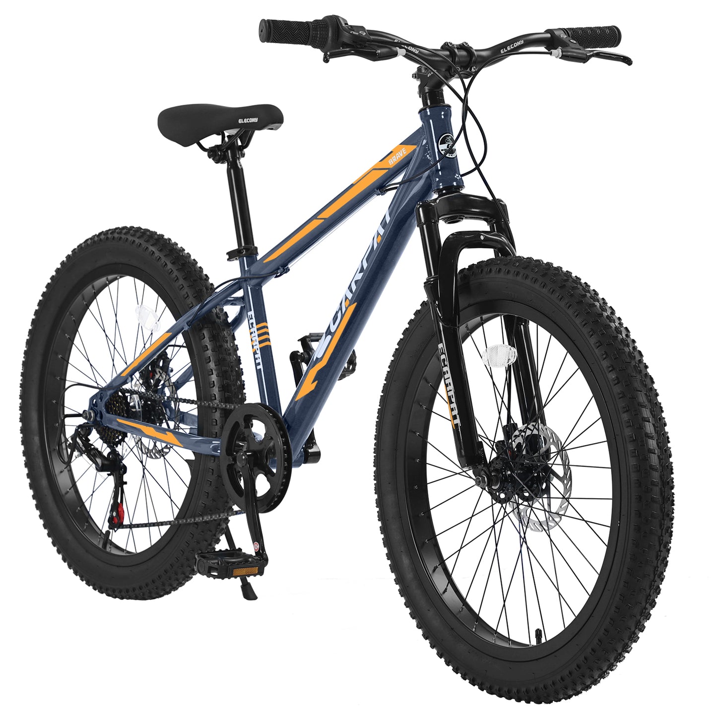24 Inch Fat Tire Mountain Bike - Full Shimano 7 Speed, Gray