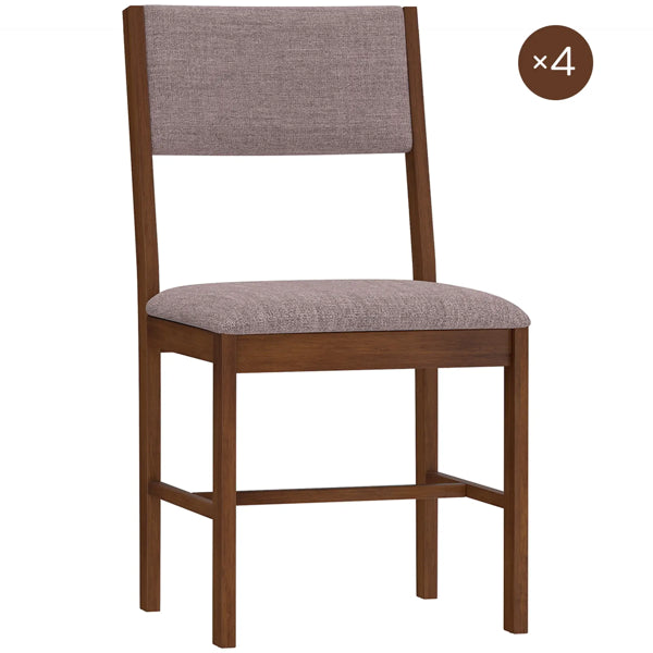 Set of 4 Dining Chairs - Light Brown Upholstered Seats