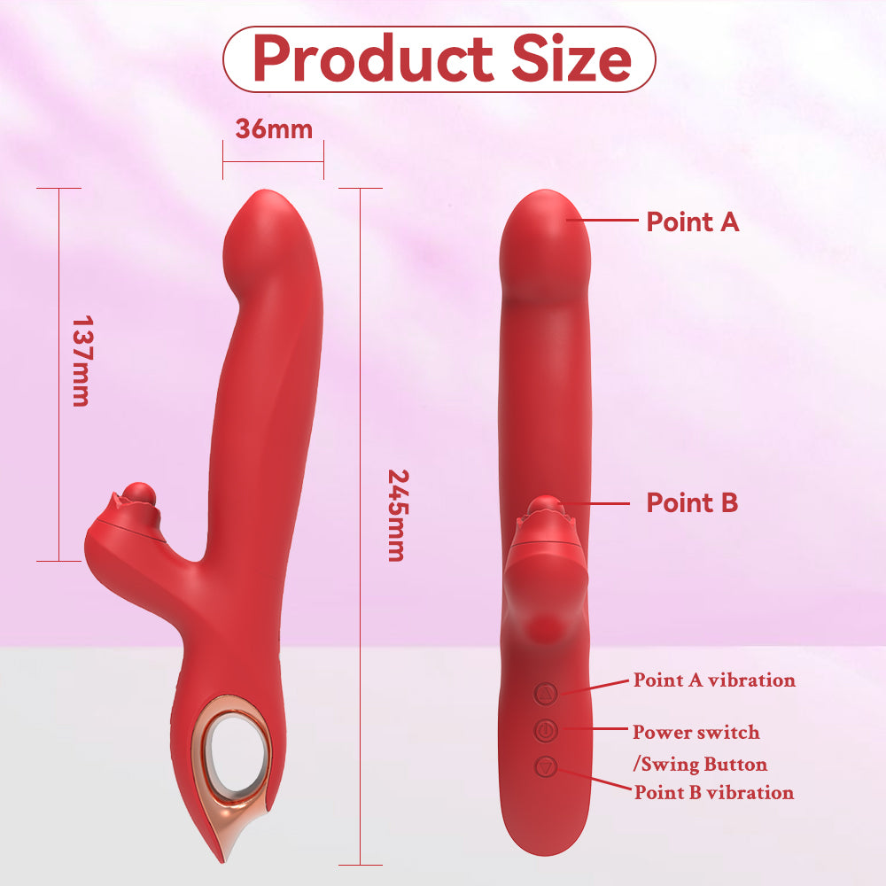 G Spot Vibrator with Double Vibration & 10 Modes - Red