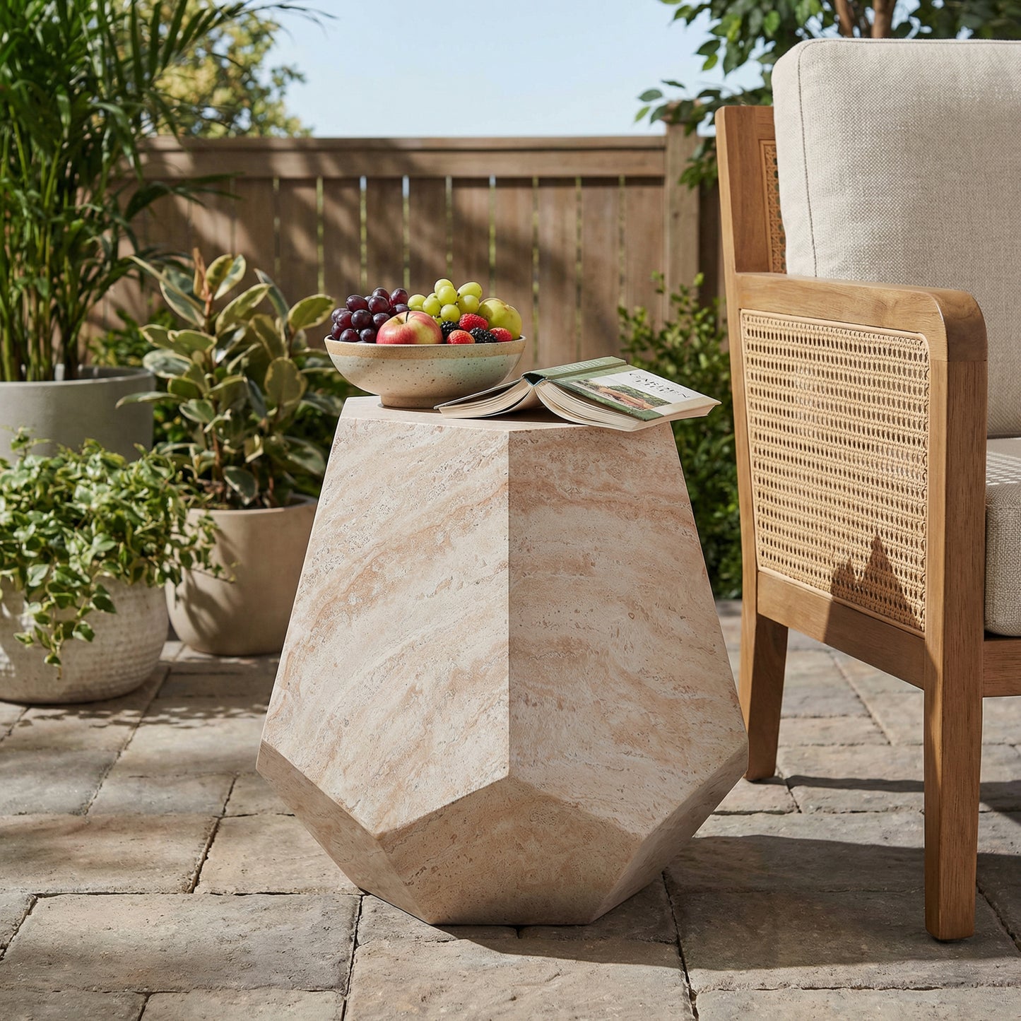Lightweight Concrete Hexagonal Accent Table - Beige