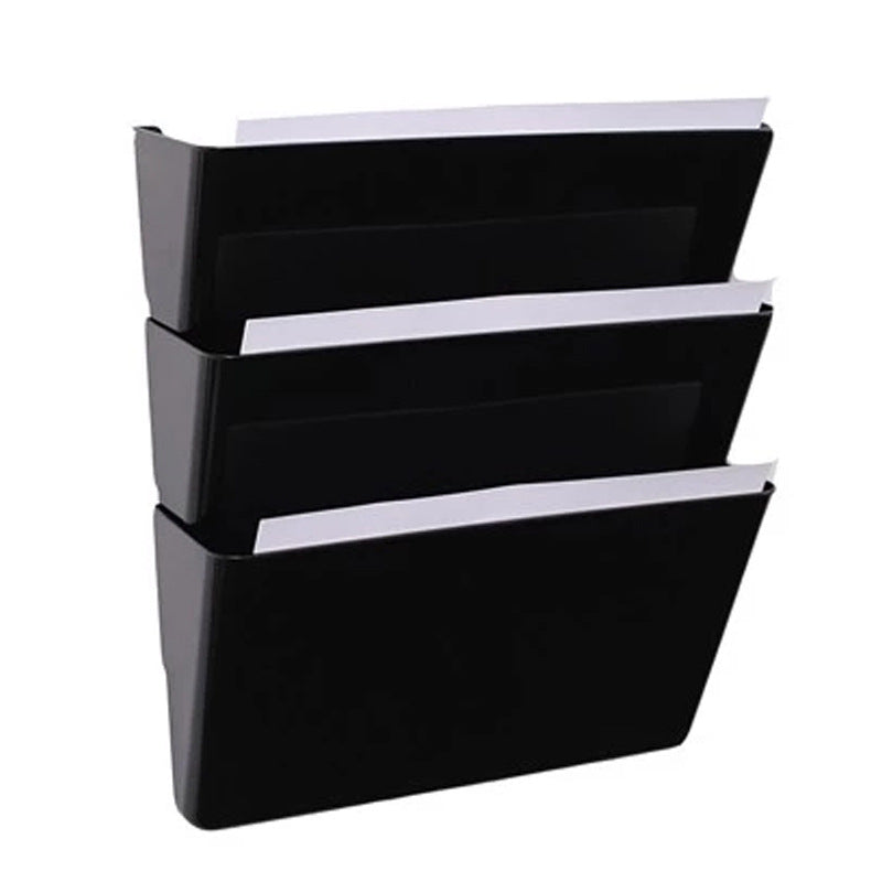 Wall-Mounted File Organizer Rack with 3 Layers - Household Plastic Storage Bin