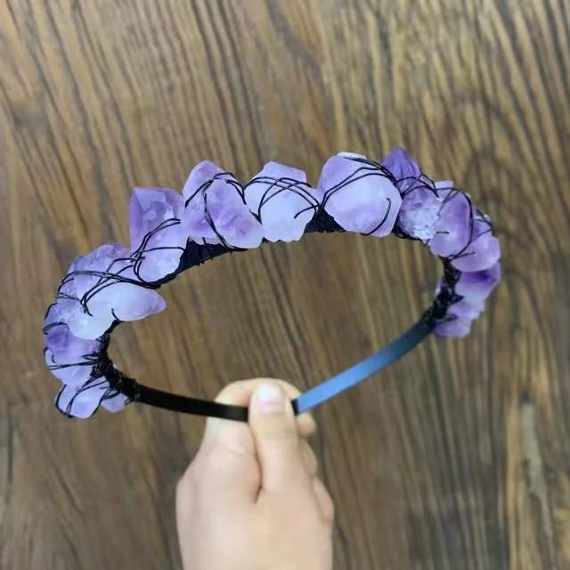 Natural Crystal Crown Hairband - Multiple Colors