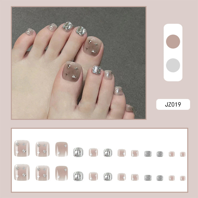 Diamond Embedded Star Nail Stickers - Detachable Toenail Art Decals