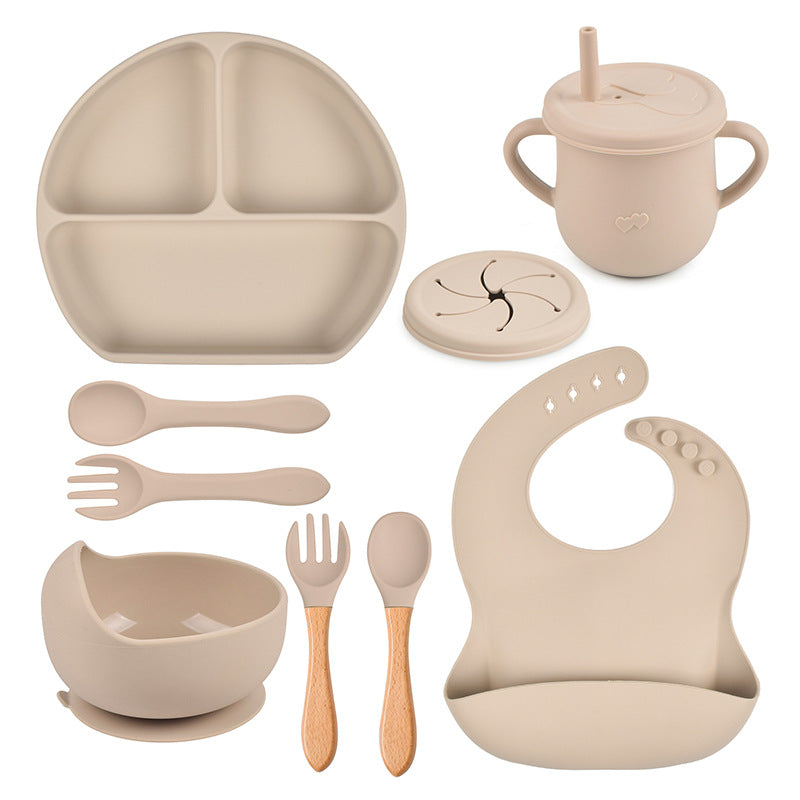Silicone Solid Color Baby Tableware Set - Child Safe Dinnerware Kit