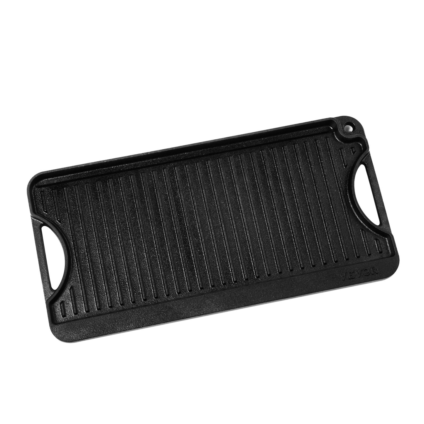 20x10in Cast Iron Reversible Grill & Griddle Pan - Black