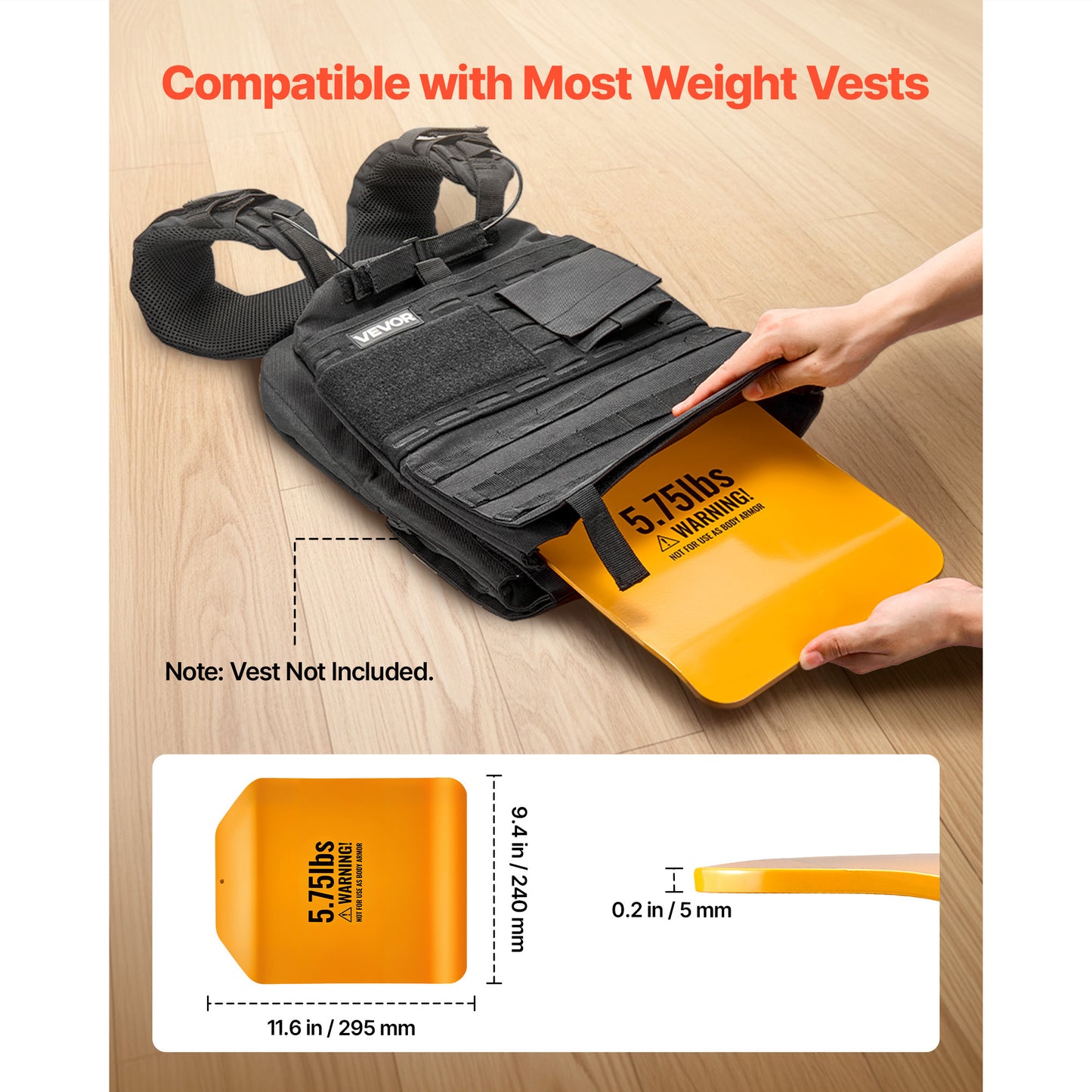 5.75 LB Pair Curved Steel Weighted Plates for Vest - Strength & Endurance Training
