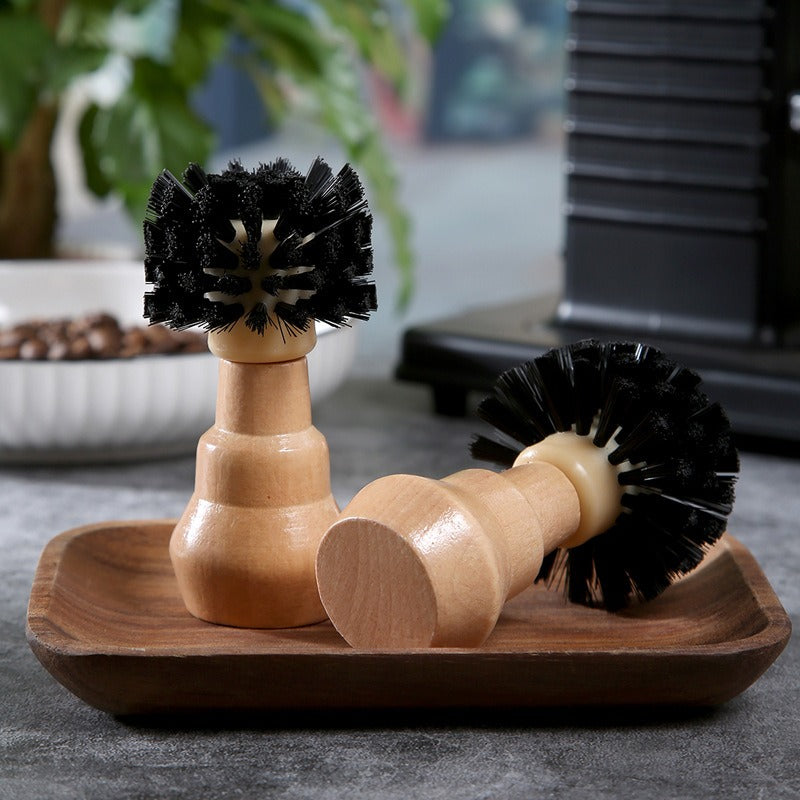 Coffee Machine Cleaning Brush - Durable Nylon with Wooden Handle