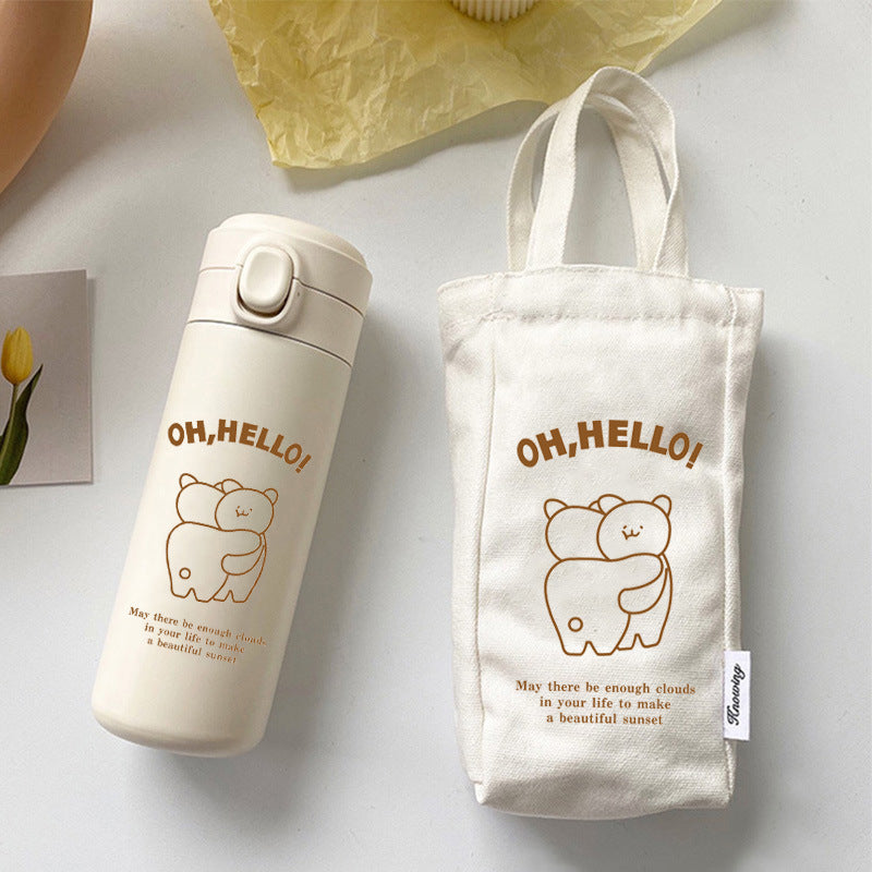 Large Capacity Stainless Steel Insulated Travel Cup with Tote Bag - 350ML & 450ML