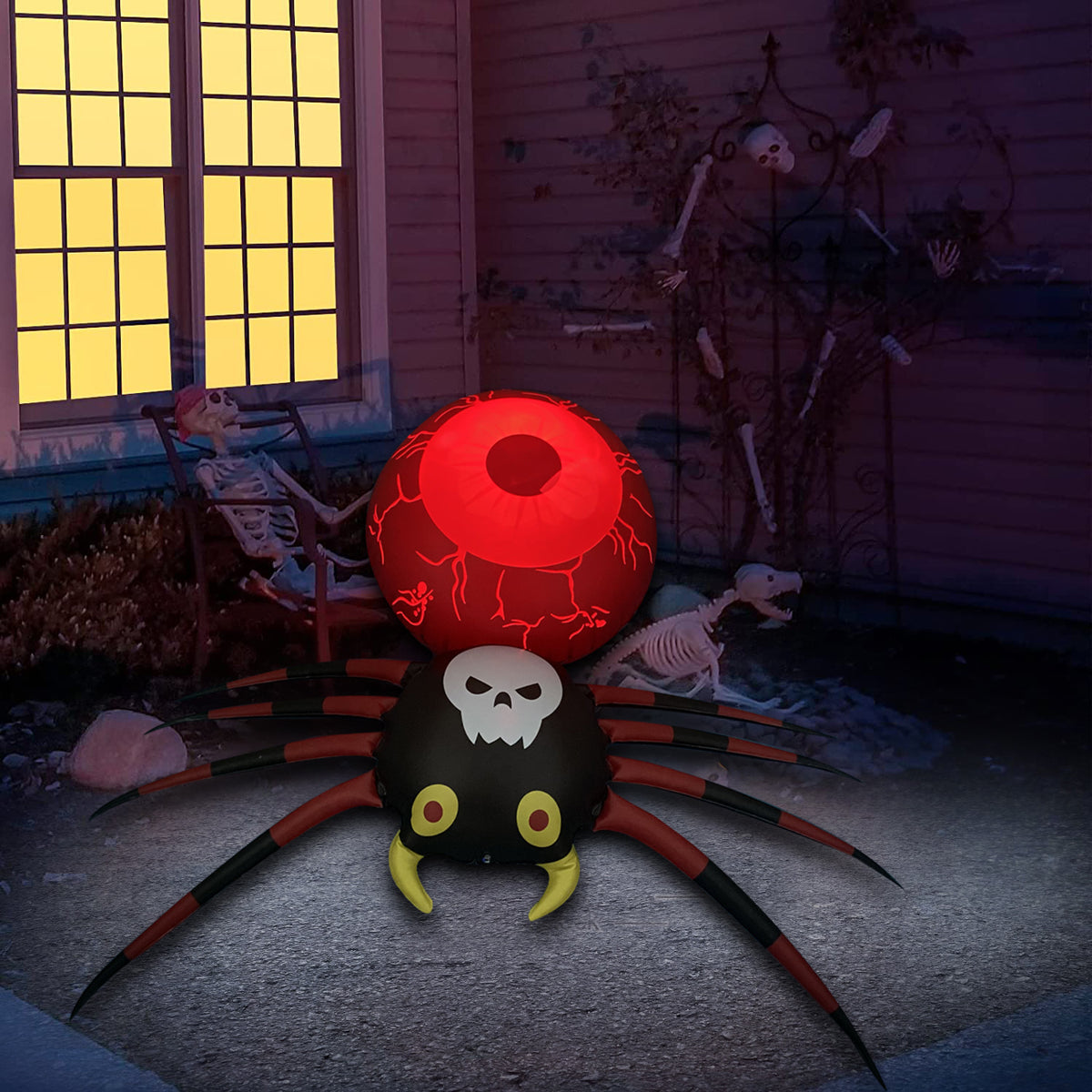 Inflatable Halloween Luminescent Spider Decoration Prop - 110x105cm, Black