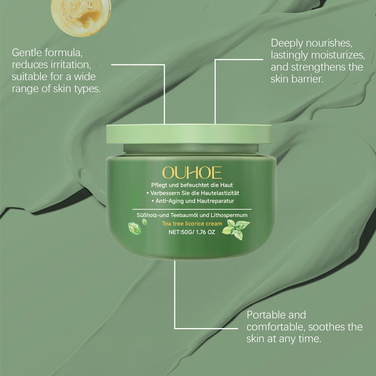 Mild Herbal Ingredients Moisturizing Comfortable Cool Skin Cream
