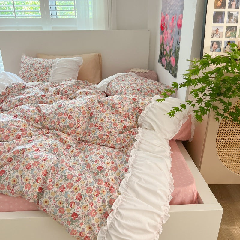 Pastoral Floral Bedding Set with Sheets and Pillowcases - Cotton Comfort