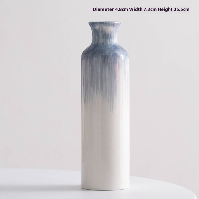 Hand Painted Ceramic Vase - Modern Simple Blue Home Decor