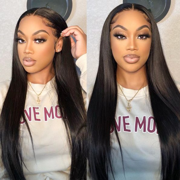 Straight Human Hair 4x4 Lace Closure Wig - 150% Density Natural Color