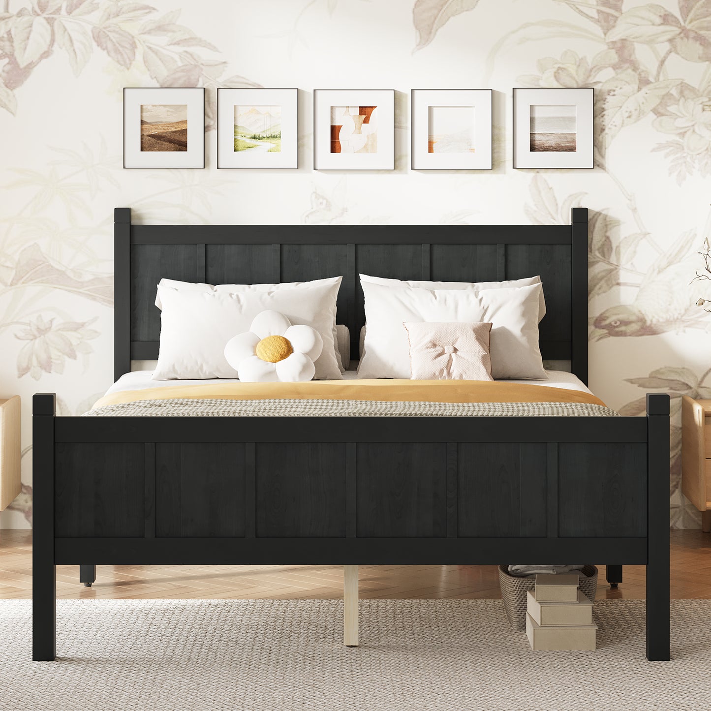 Full Size Flat Panel Bed With Headboard & Footboard, Minimalist