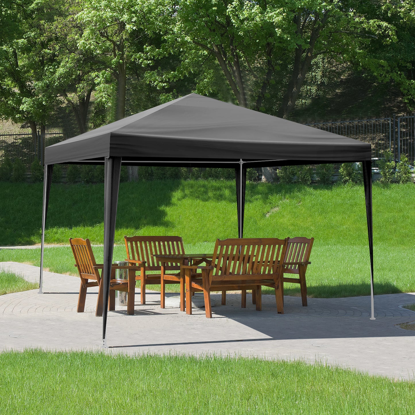 10x10ft Black Outdoor Party Tent with Sturdy Iron Frame