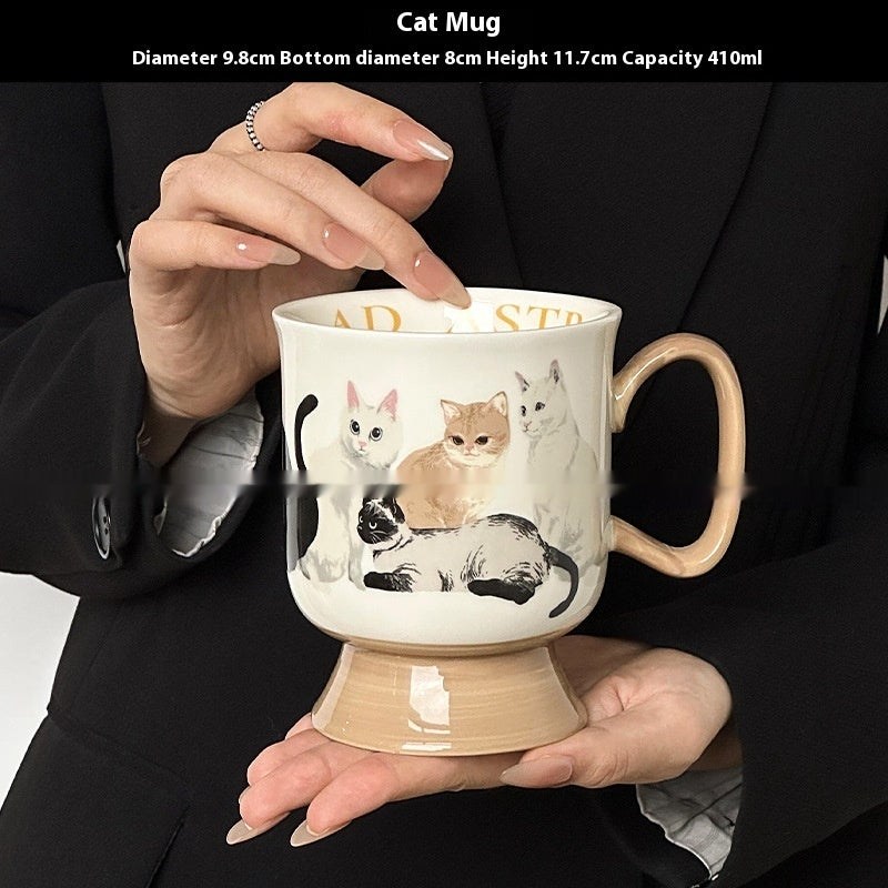 Large Capacity Ceramic Cat Water Mug - 410ml Nordic Style Drinkware