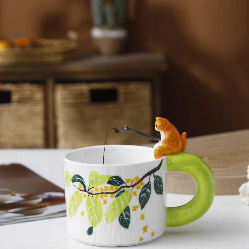 Cute Cartoon Pet Ceramic Mug - Handmade Animal Drinkware for Kitchen