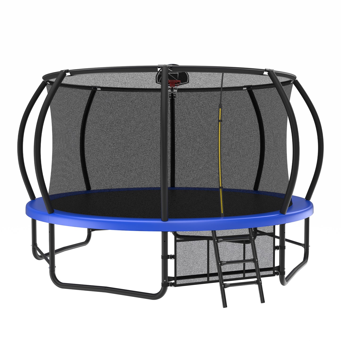 14FT Outdoor Trampoline with Enclosure, Ladder & Anti-Rust Coating - Blue