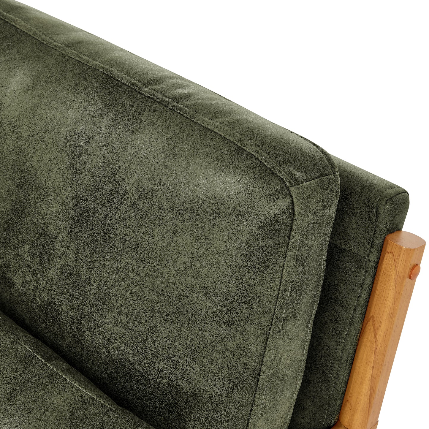 Mid-Century Modern Wooden Lounge Chair - Olive Green