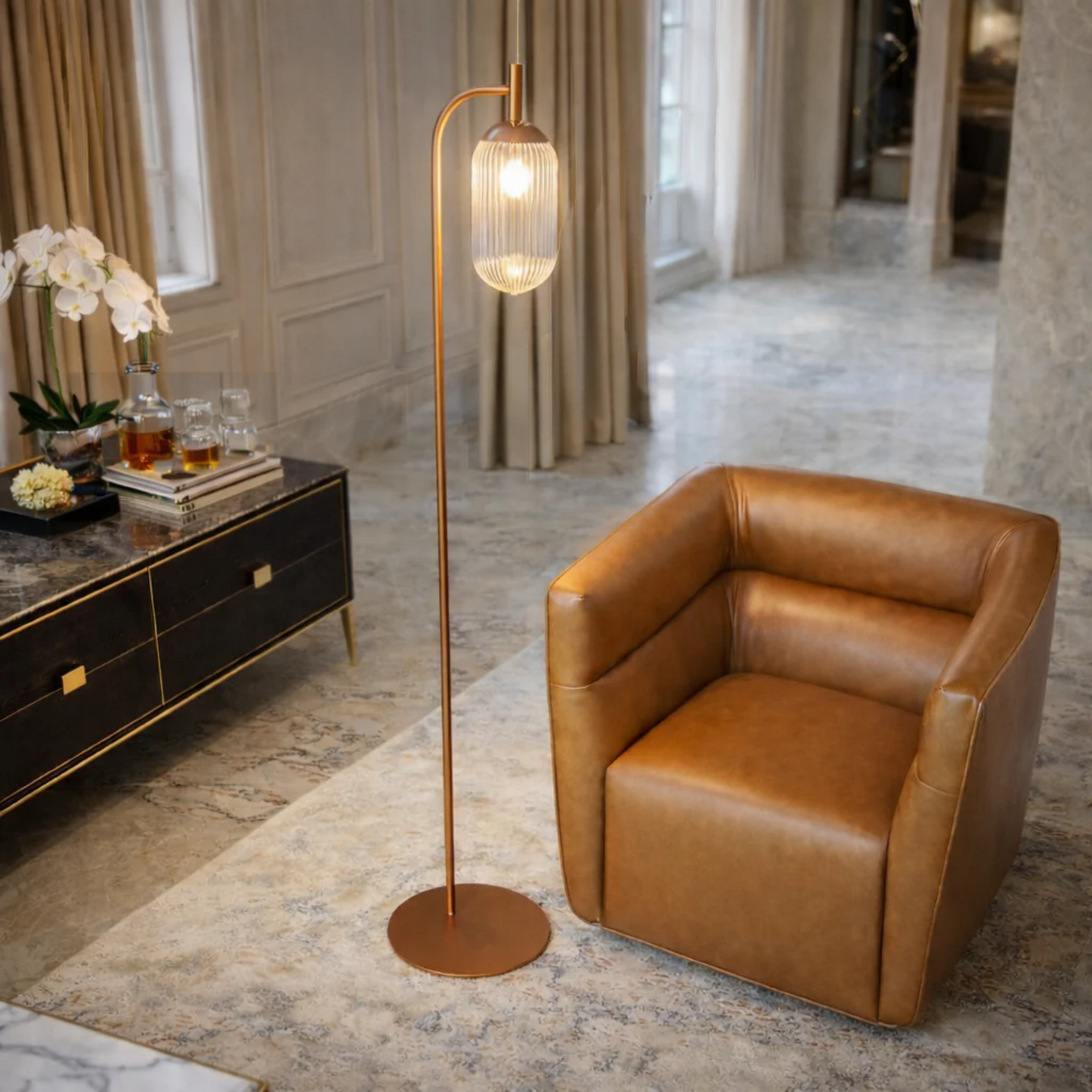 Classic Modern Floor Lamp, Upward Lighting Design For Living Room