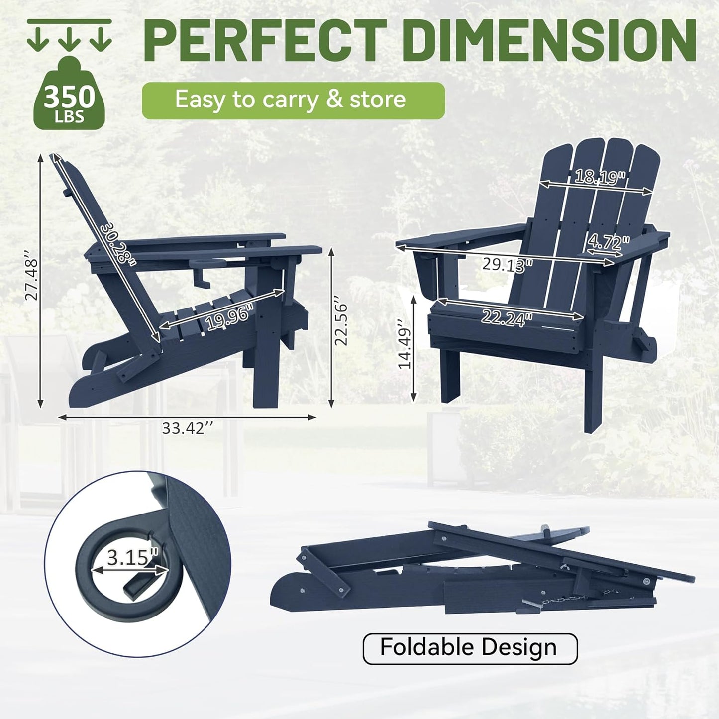 Adirondack Chairs Set Of 2, Plastic Chair, Chairs, HDPE Folding