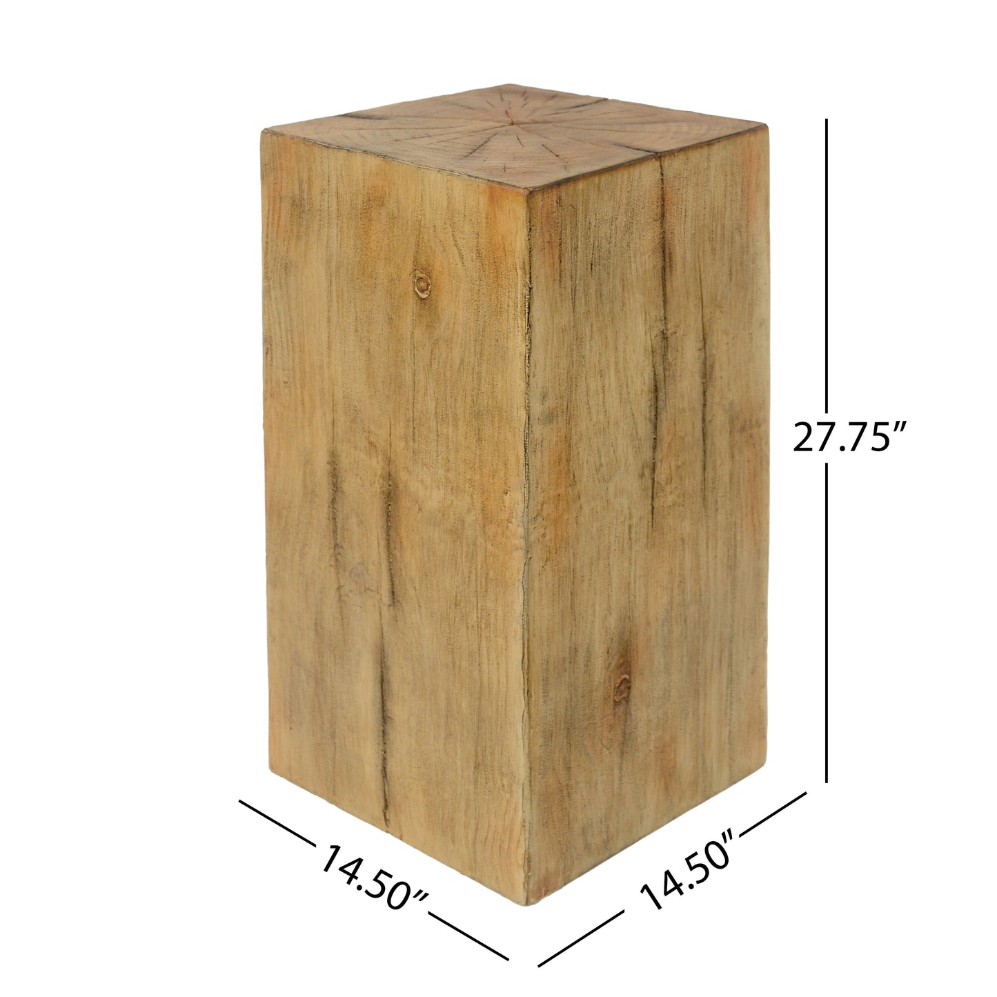 Wood-Look Square-Column MGO End Table, H27.75 ,Wood-Like Distressed