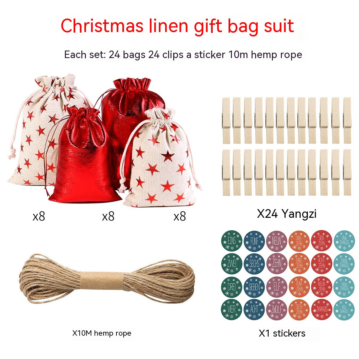 Christmas Linen Gift Bag Kit with Digital & Sticker Variants - Festive Home Decor