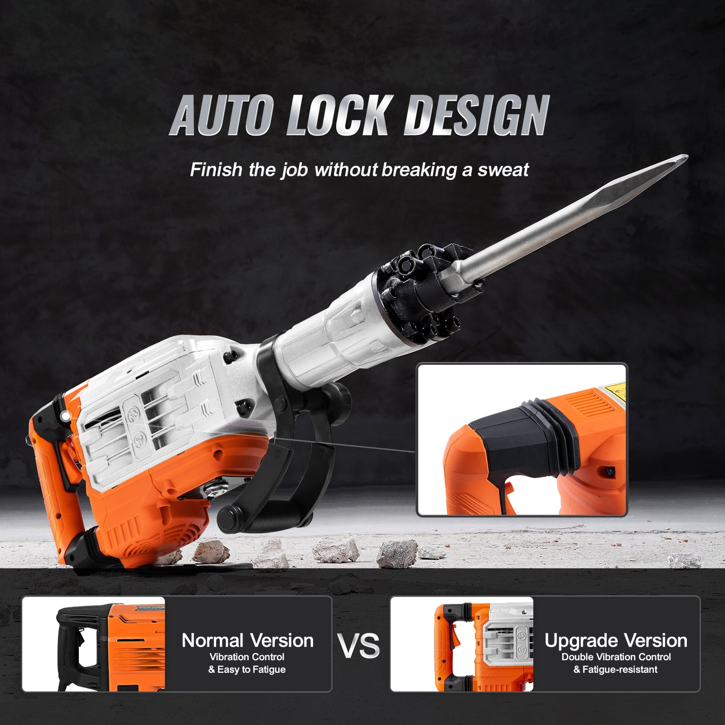 Electric Demolition Jack Hammer 3500W with 2 Chisels Concrete Breaker