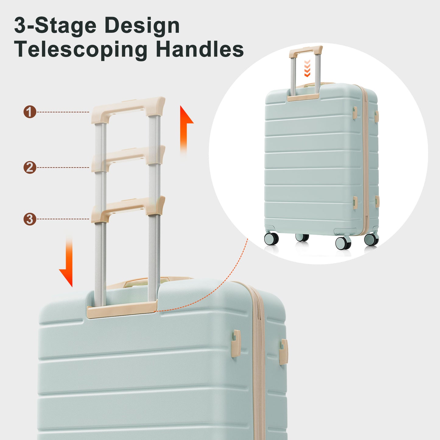 6-Piece Hardside Luggage Set with TSA Lock - Grey Green