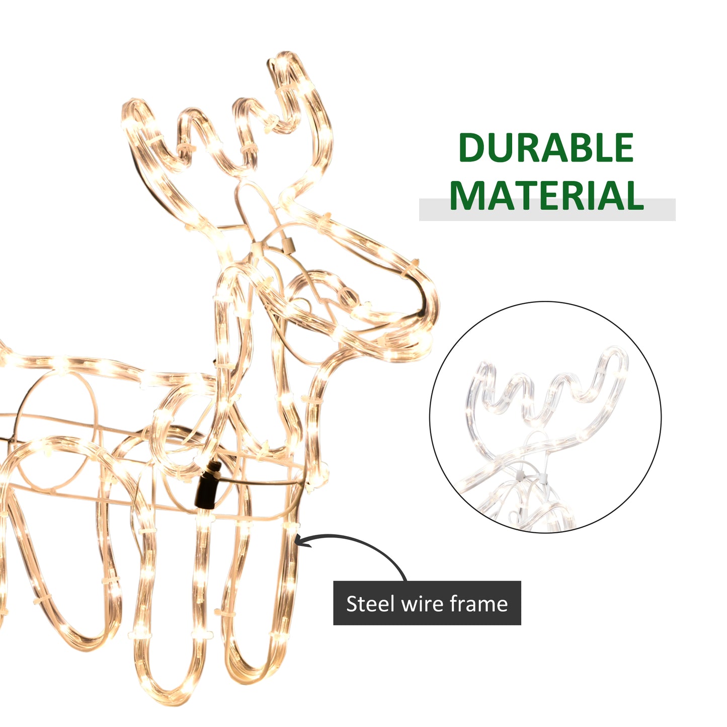 35" LED Lighted Reindeer and Sleigh Decoration - Warm White