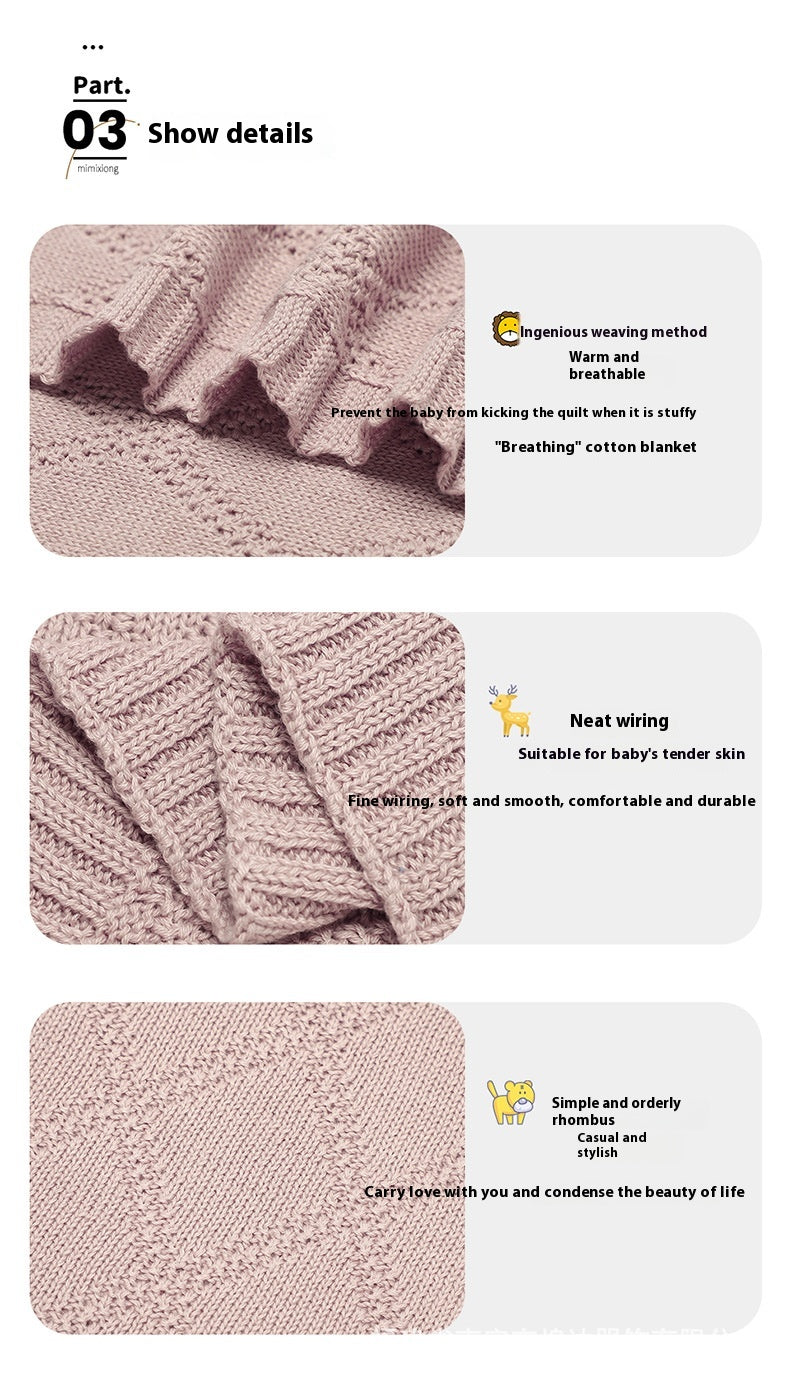 Baby Knitted Blanket 70x90cm Cotton Solid Color Bedding for Toddler