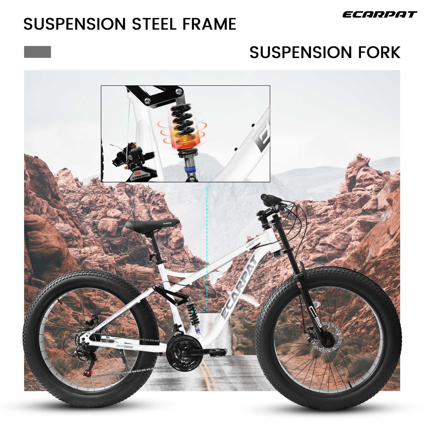 26-Inch Full-Suspension Mountain Bike with 21 Speeds & Disc Brakes