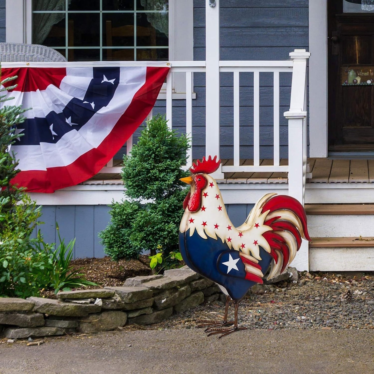 Outdoor Iron Rooster Floor Ornament - Garden & Home Decor, 30cm