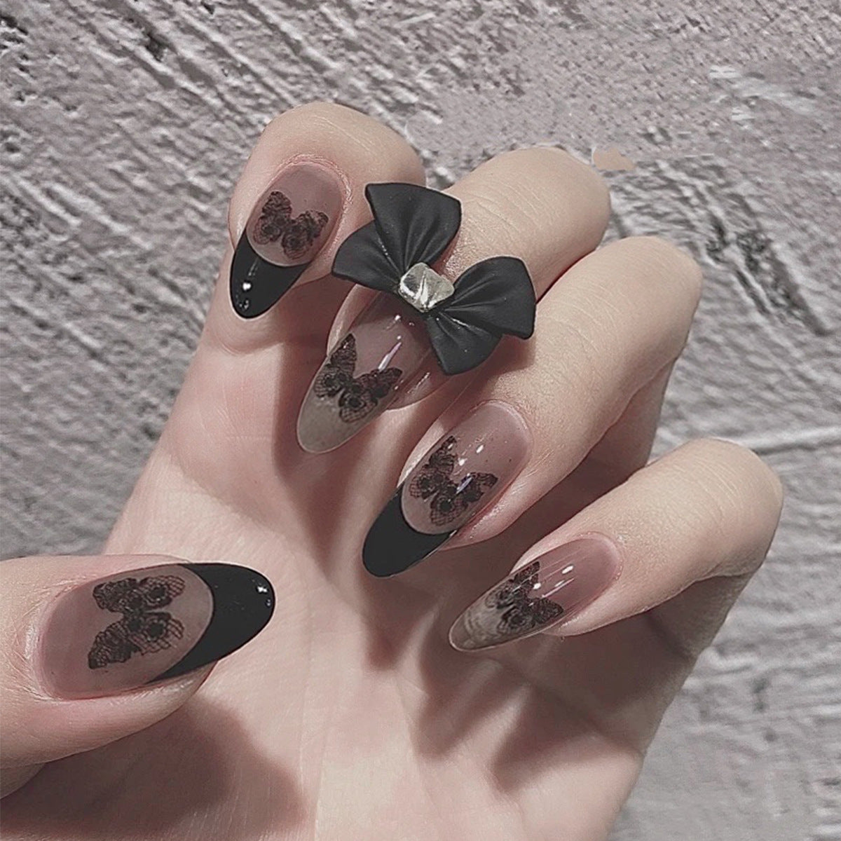 Black Tea Nail Art Stickers - Detachable Butterfly Armor 24 Pieces